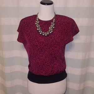 Vintage magenta and black floral top